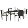 vidaXL Garden Dining Set with Cushion 5 pcs Black Poly Rattan