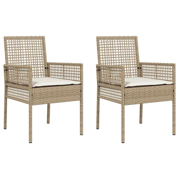 vidaXL Garden Chair 2 pcs Beige 53 x 60 x 85cm poly rattan
