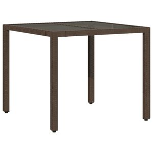 vidaXL Brown Garden Table Poly Rattan 35.4 x 35.4 in Decorative Inlays