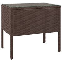 vidaXL Side Table Brown 20.9"x14.6"x18.9" Poly Rattan and Tempered Glass