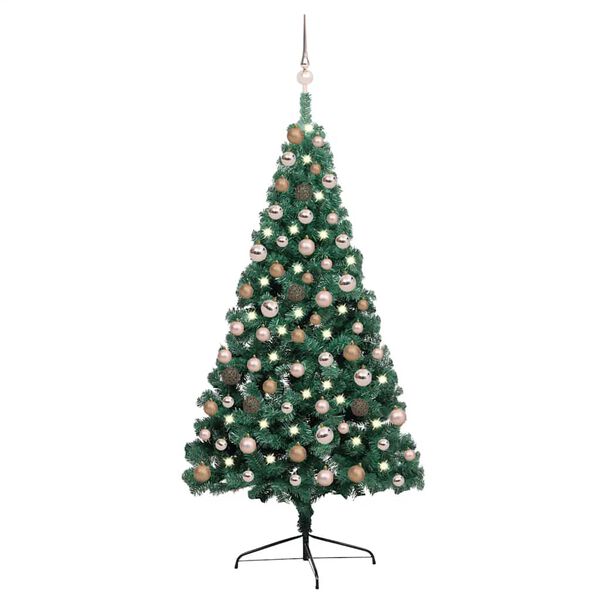vidaXL Artificial Half Pre-lit Christmas Tree with Ball Set Green 59.1"