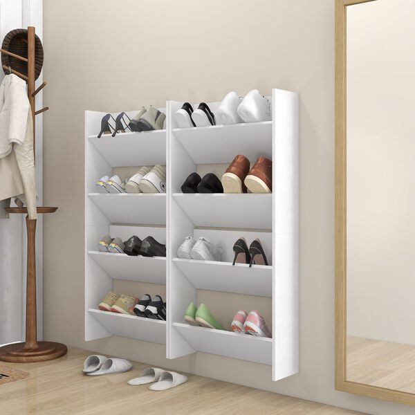 vidaXL Wall Shoe Cabinets 4 pcs White 23.6"x7.1"x23.6" Engineered Wood