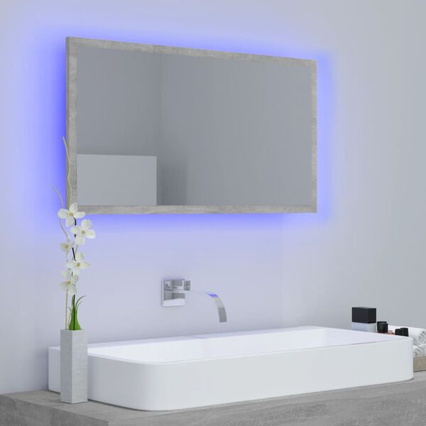 vidaXL Mirror Concrete grey Engineered wood, acrylic Medium