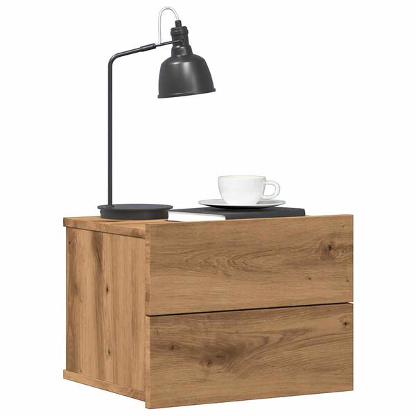 vidaXL Wall-mounted Bedside Cabinet Artisan oak Engineered wood Compact