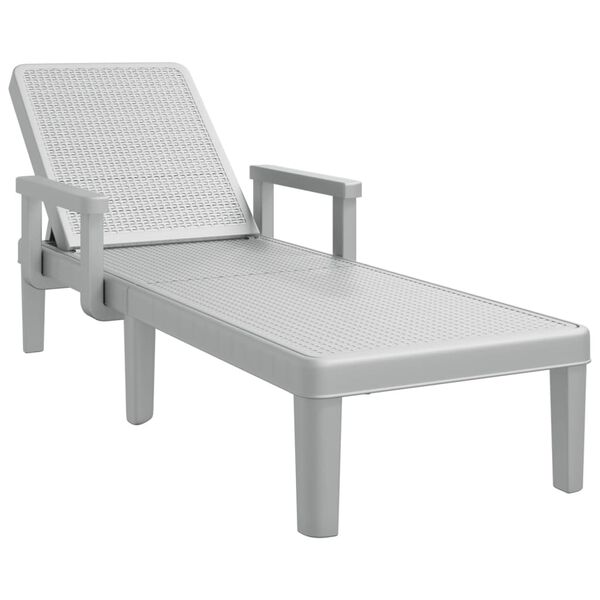 vidaXL Sun Lounger Gray Polypropylene Standard Multi-Position Backrest