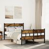 vidaXL Bed Frame Black, Smoked Oak Iron, Engineered Wood Small Double