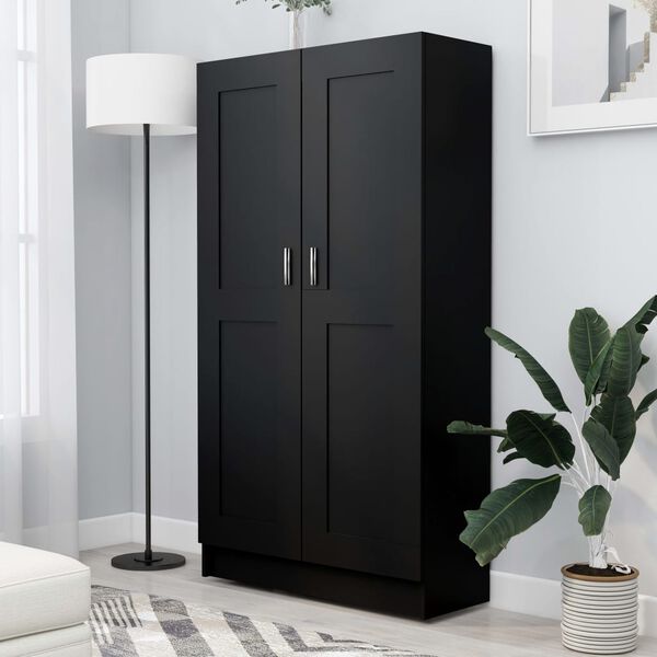 vidaXL Book Cabinet Black Engineered wood, MDF 59.1 in tall, 32.5 in wide