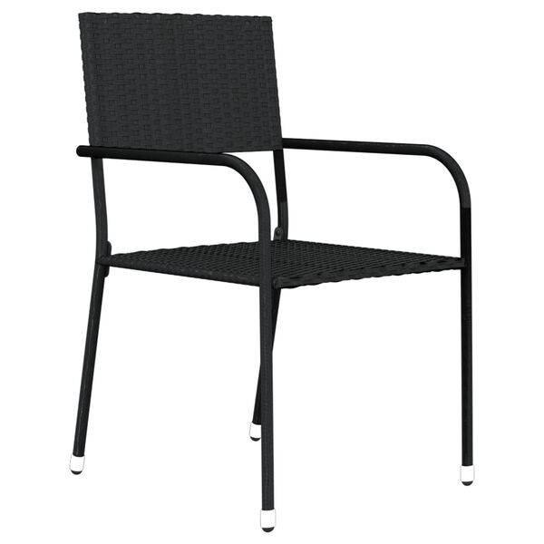 vidaXL Garden Dining Set Black Powder-coated steel, PE rattan, glass
