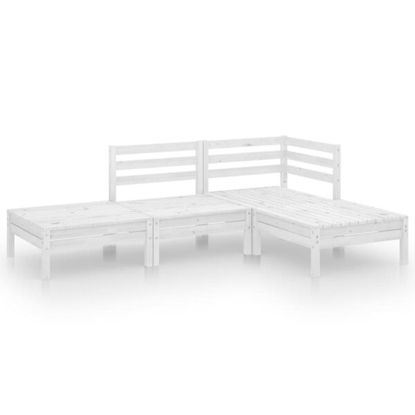vidaXL Garden Lounge Set White Solid Pinewood Medium Modular