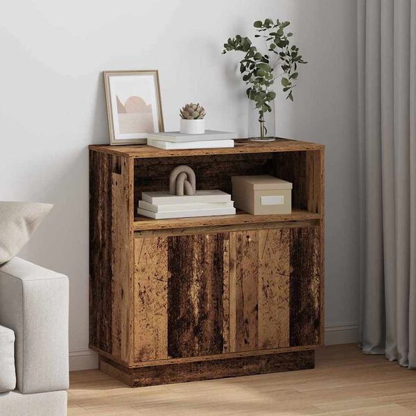 vidaXL LED Sideboard Old Wood 27.95 x 13.58 x 29.53 in Engineered Wood