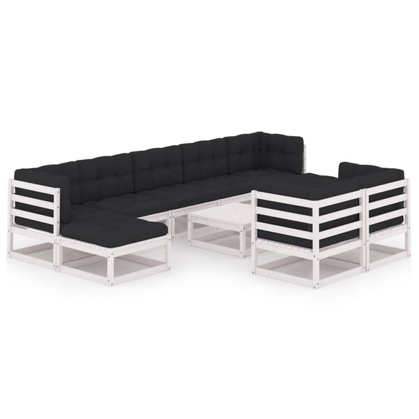 vidaXL Garden Lounge Set White, Anthracite