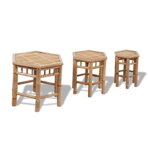 vidaXL Garden Stool Set of 3 Natural Bamboo Small to Large Stackable