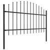 vidaXL Garden Fence with Spear Top Steel 491.3"x49.2" Black