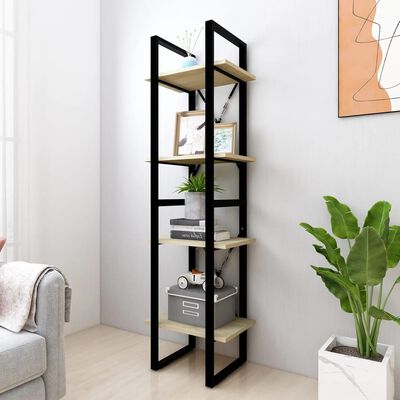 vidaXL 4-Tier Book Cabinet Sonoma Oak 15.7"x11.8"x55.1" Engineered Wood