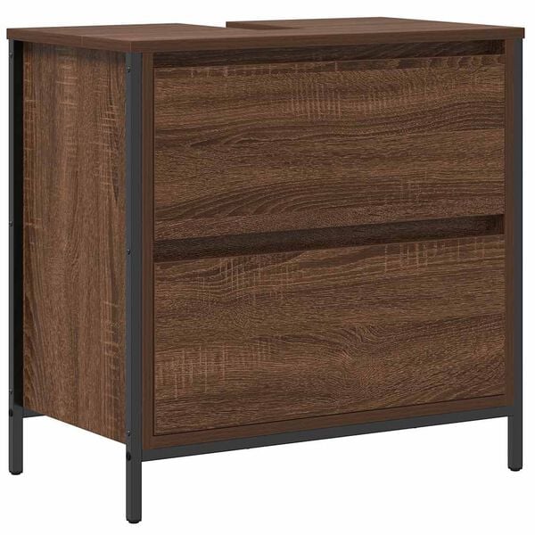 vidaXL Bathroom Sink Cabinet Brown Oak Engineered wood, Steel Medium