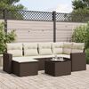 vidaXL Garden Sofa Set Brown PE rattan Large Adjustable Armrests