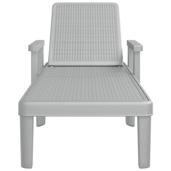 vidaXL Sun Lounger Gray Polypropylene Standard Multi-Position Backrest