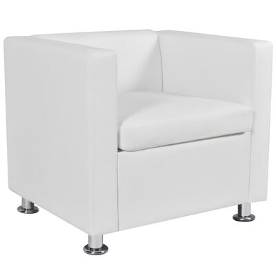 vidaXL Sofa Set Armchair and 2-Seater White Faux Leather