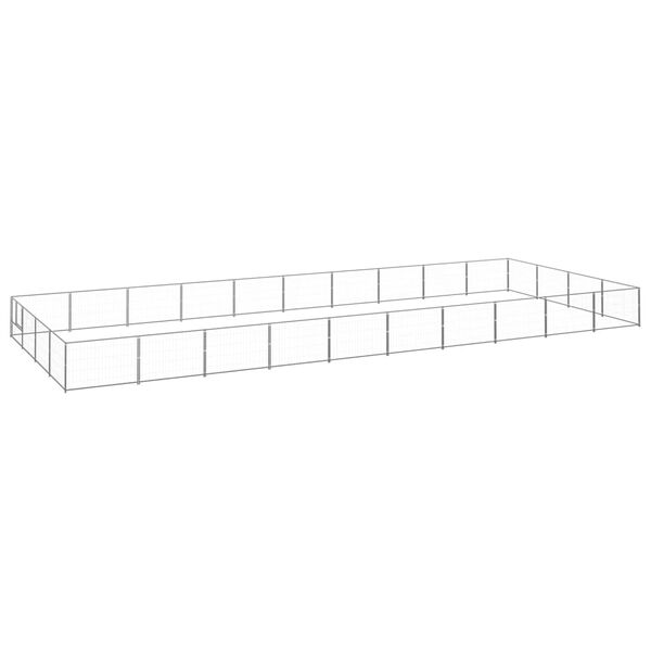 vidaXL Dog Kennel Silver Steel 430.6 sq ft Durable Dog Kennel