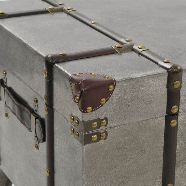 vidaXL Coffee Table Silver MDF, Aluminum, Steel, Polyester Large Storage