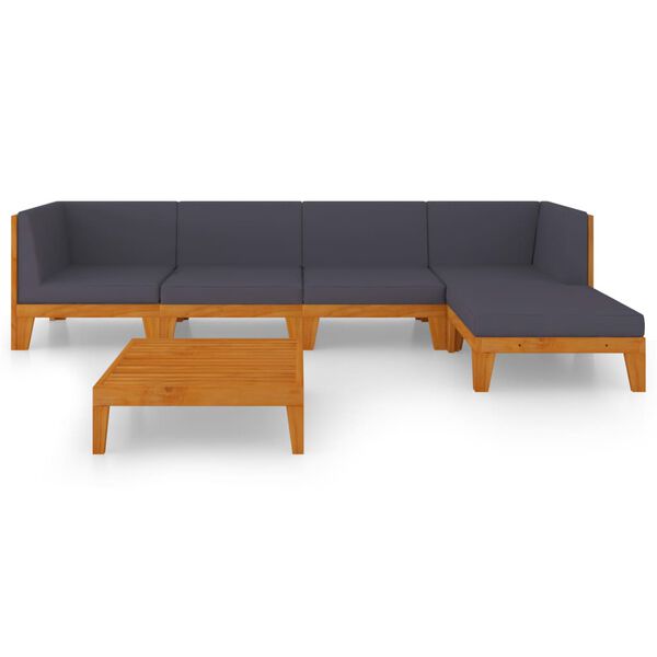 vidaXL Garden Lounge Set Dark Grey Solid Acacia Wood, 100% Polyester