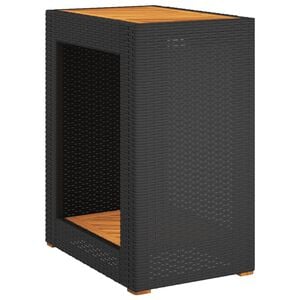 vidaXL Garden Side Table Black and Brown PE Rattan Small Durable