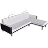 vidaXL Sofa Bed White and Black Faux Leather, Wood, Plywood Large