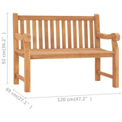 vidaXL Patio Bench with Cushion 47.2" Solid Teak Wood