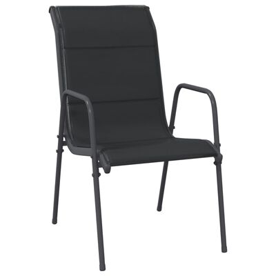 vidaXL Patio Chairs 2 pcs Steel and Textilene Black