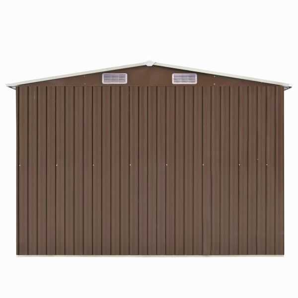 vidaXL Garden Shed Brown Galvanized Steel Large Sturdy Garden Shed