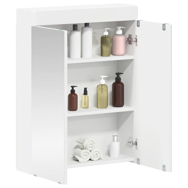 vidaXL Bathroom Mirror Cabinet TULUM White 23.62 x 6.50 x 30.71 in