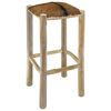 vidaXL Bar Stool Natural Wood Genuine Goat Leather