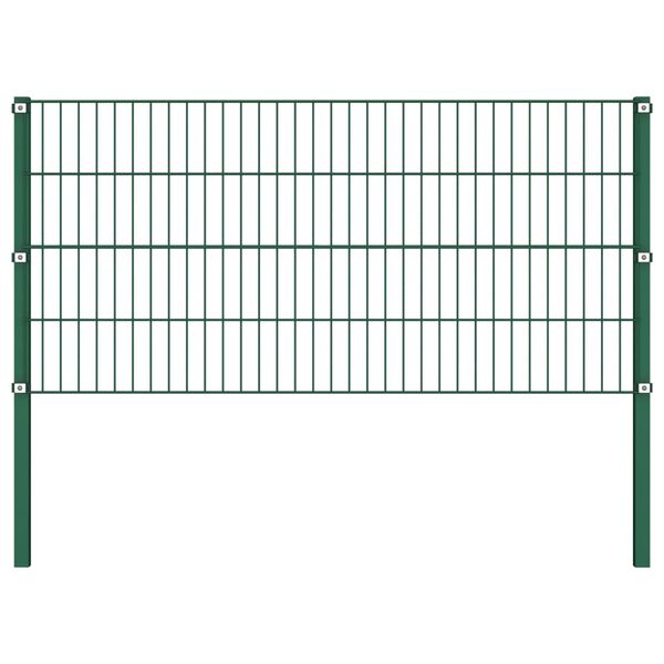 vidaXL Fence Panel with Posts Iron 613.3"x31.5" Green