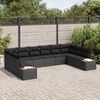 vidaXL Garden Sofa Set with Cushion 10 pcs Black Poly Rattan