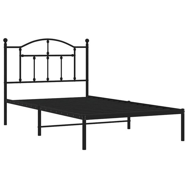 vidaXL Bed Frame Black Powder-Coated Steel Single Bed Frame