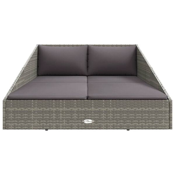 vidaXL Daybed Grey and Dark Grey (cushion) Steel and PE Rattan