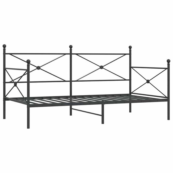 vidaXL Daybed With Trundle Black Steel 42.1 x 79.9 in