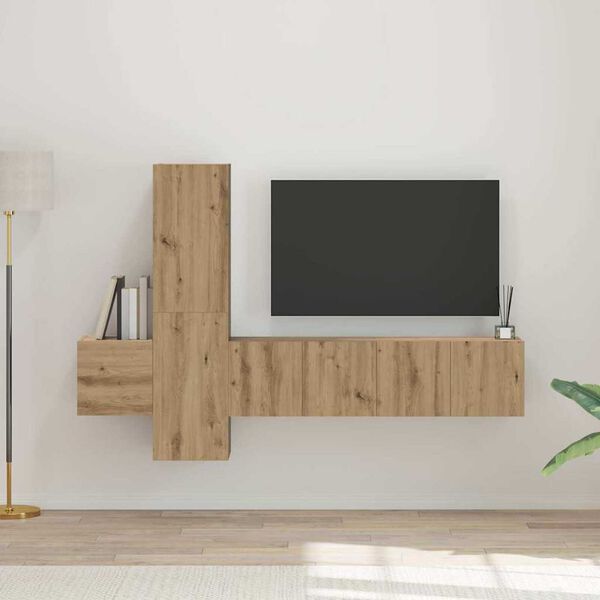 vidaXL TV Cabinet Set Wall-mounted 5 pcs artisan oak 181 x 30 x 120 cm