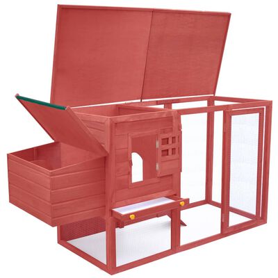 vidaXL Outdoor Chicken Cage Hen House with 1 Egg Cage Red Wood