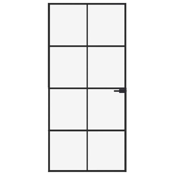 vidaXL Interior Door Black 36.6"x79.3" Tempered Glass&Aluminum Slim