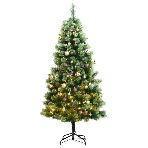 vidaXL Artificial Hinged Christmas Tree Green PVC Large Foldable