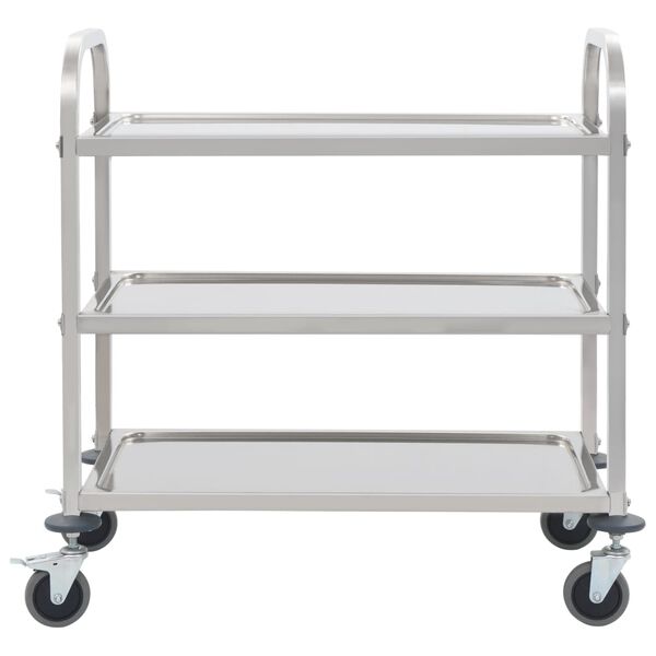 vidaXL 3-Tier Kitchen Trolley 37.4"x17.7"x32.9" Stainless Steel