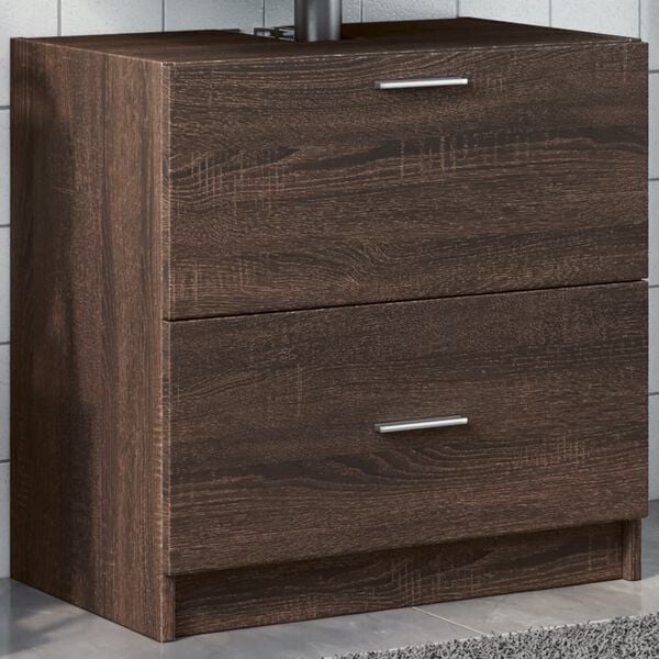 vidaXL Sink Cabinet Brown Oak Engineered Wood Medium Sink Cabinet