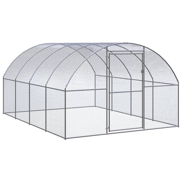 vidaXL Chicken Coop Silver Galvanized Steel Large Durable Chicken Coop