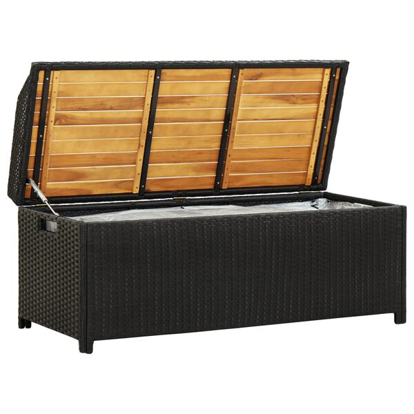 vidaXL Storage Bench Black Poly rattan 47.2 in Storage Bench