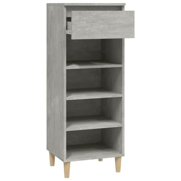 vidaXL Shoe Cabinet Concrete Grey Engineered Wood, Solid Eucalyptus Wood