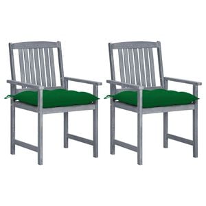 vidaXL Patio Chair Set of 2 Gray Solid acacia wood Standard Durable