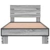 vidaXL Bed Frame Gray Sonoma Engineered Wood, Metal, Plywood Small Single