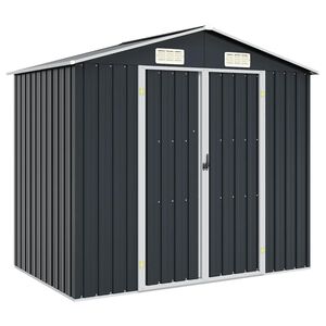 vidaXL Garden Shed Anthracite Galvanized Steel Medium Garden Shed