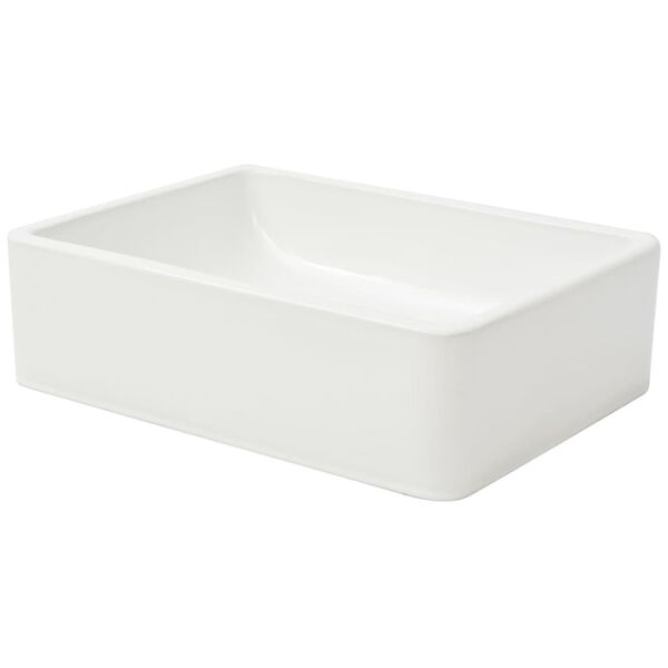 vidaXL Basin Rectangular Ceramic White 16.1"x11.8"x4.7"